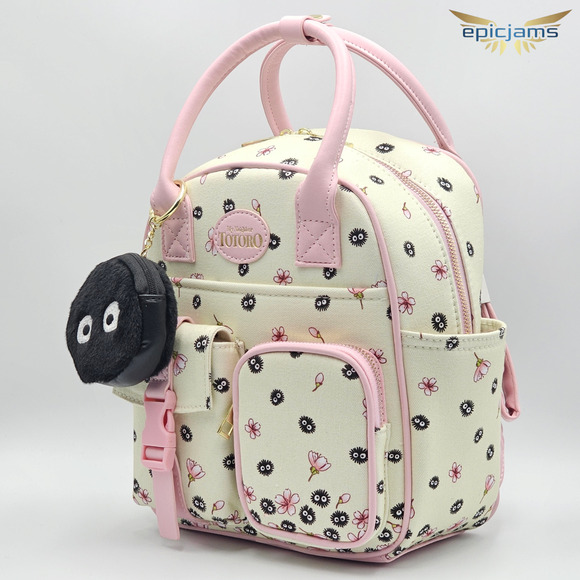 Studio Ghibli My Neighbor Totoro Soot Sprites Coin Pouch Pink Mini Backpack New - Picture 3 of 5